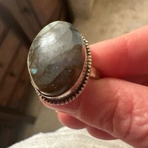 Labradorite Oval Statement Ring size 8